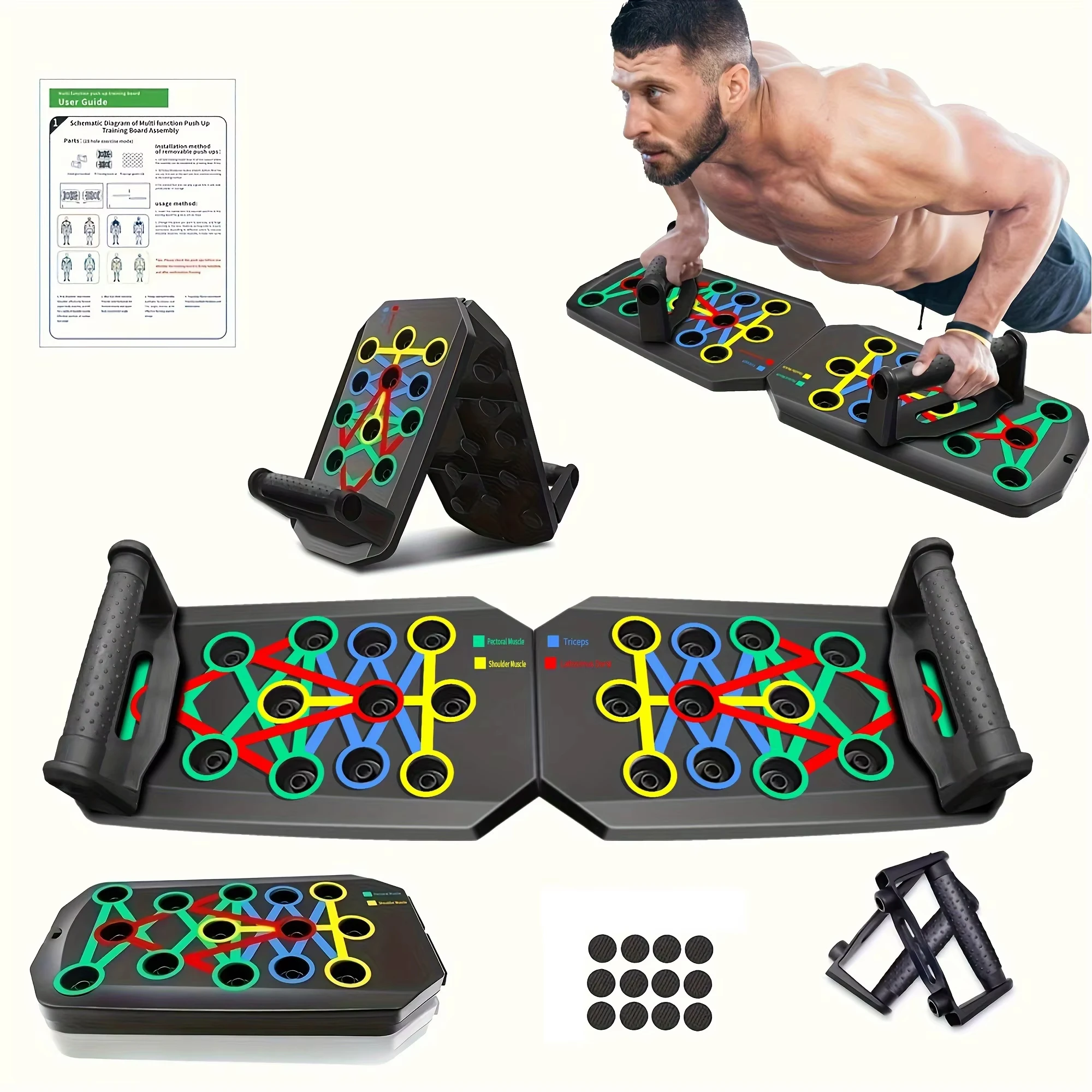 1 قطعة: مجموعة لوح تمارين الضغ - مراجعة Push Up Board Foldable Multi Function وسعره
